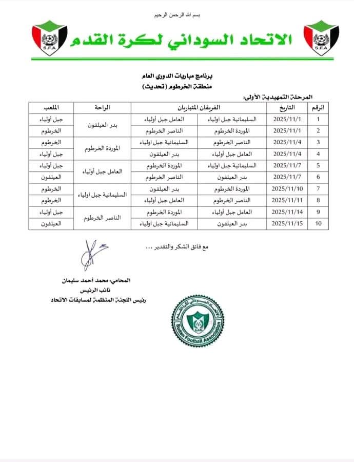 برمجة مباريات المرحلة الأولي لفرق منطقة الخرطوم 2 c0d6cffc c7e8 47b6 8880 072524f6fbe8