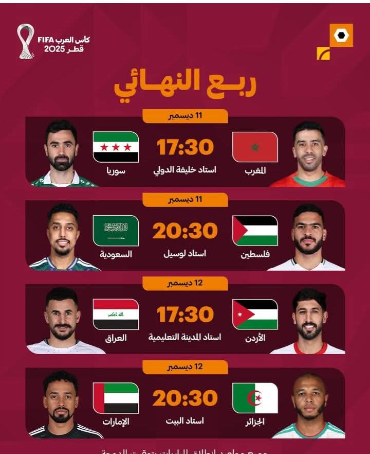 مباريات اليوم… كأس العرب في الواجهة 2 WhatsApp Image 2025 12 11 at 1.08.14 PM