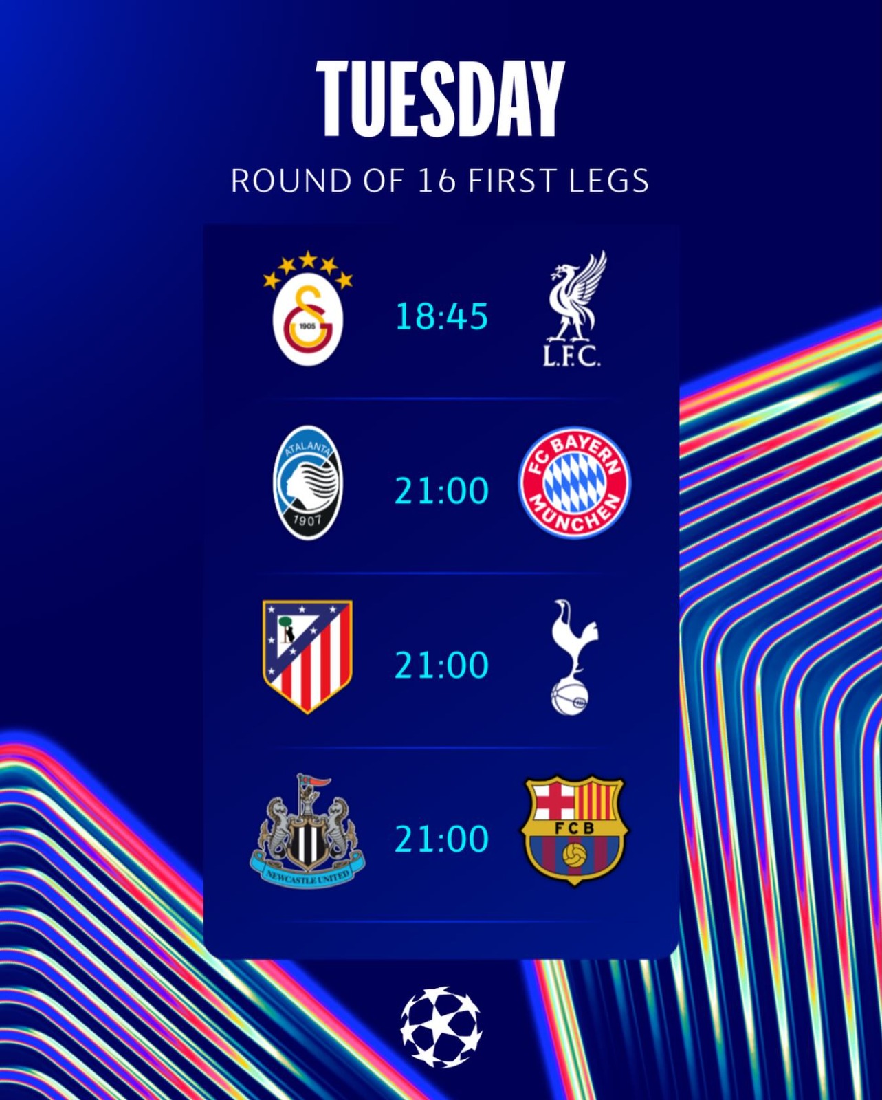 مواجهة نيوكاسل وبرشلونة تتصدر رباعية ثمن نهائي الأبطال